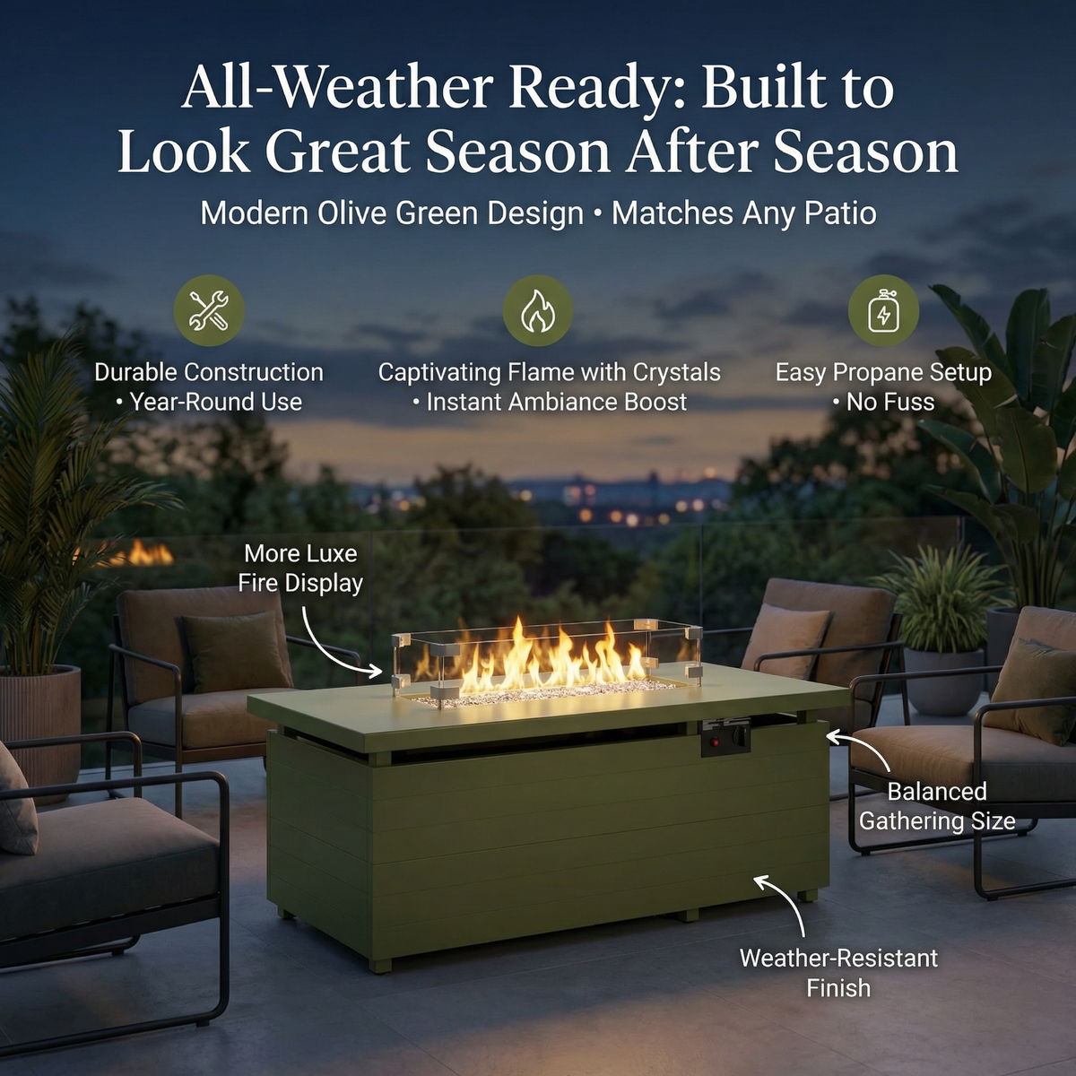 Outdoor Propane Fire Pit Table